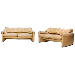 Pair of Maralunga Sofas by Vico Magistretti for Cassina, Italy, 1970s
