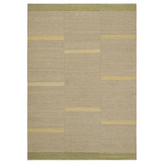 Rug & Kilim’s Contemporary Kilim in Beige, Gold and Chartreuse Textural Stripes
