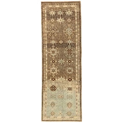 Tapis de course persan Gharajeh - Laine Bleu Brown Ivory Design - 75801