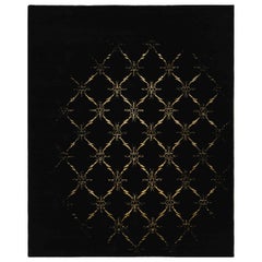 India Abadeh Area Rugs - Wolle Schwarz Gelb Design - 88038
