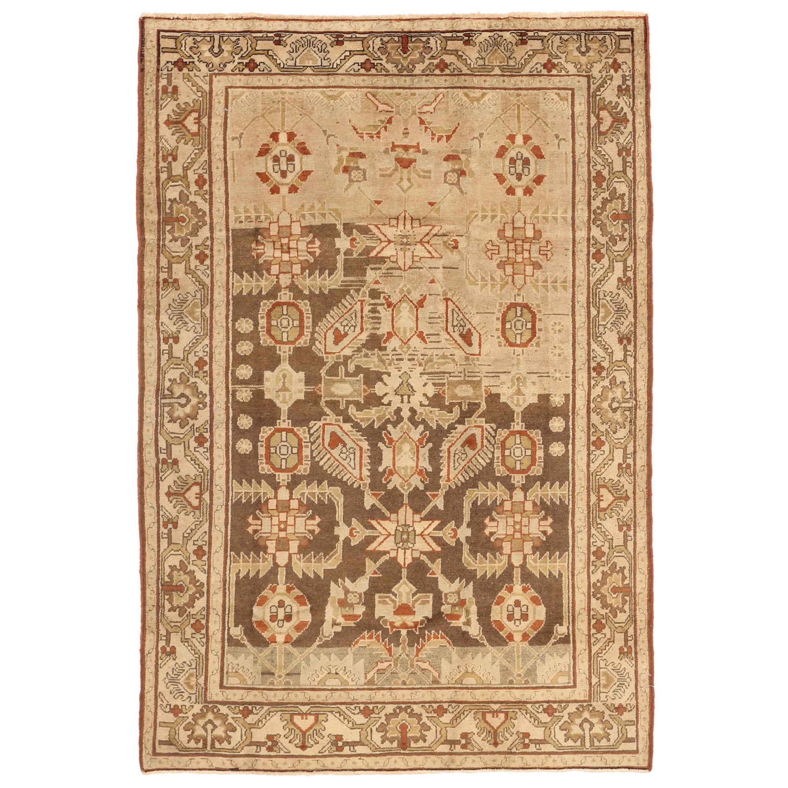 Tapis persan Malayer Small - Laine Brown Ivory Red Design - 75806