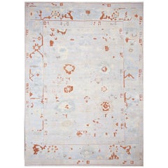 Persian Oushak Over Size Rug - Wool Blue Ivory Red Design - 88060
