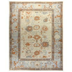 Persische Oushak Teppiche - Wolle Blau Braun Elfenbein Orange - 88061