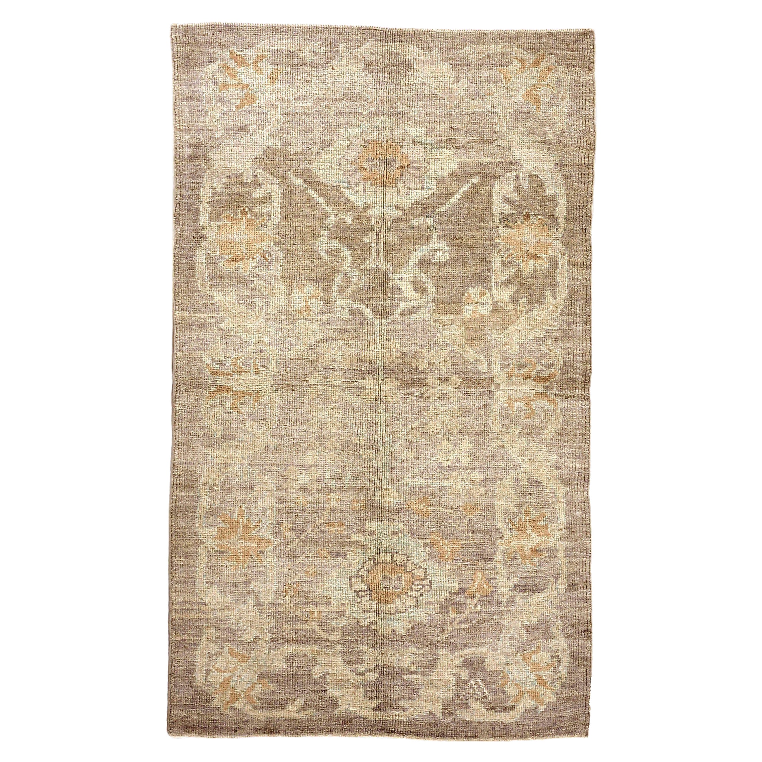 Tappeto Persiano Oushak Small - Lana Marrone Avorio Design - 88119