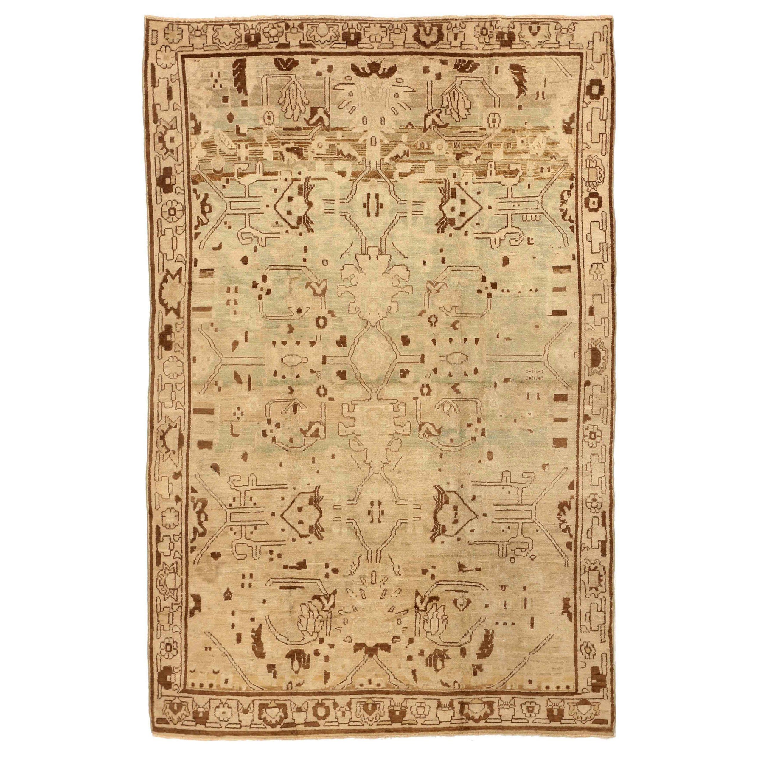 Tappeto persiano Malayer Small Design - Lana Marrone Verde Avorio - 75750