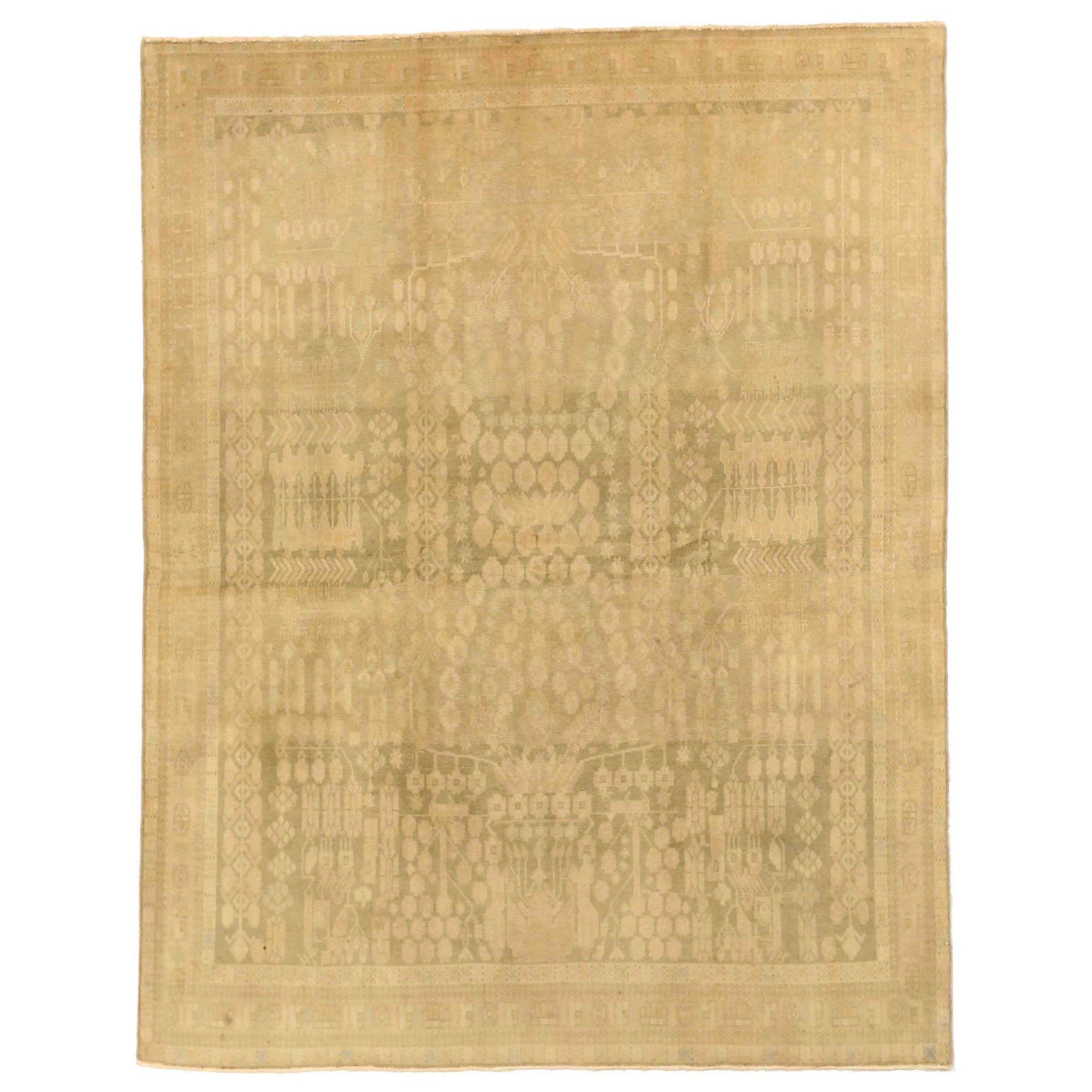 Alfombra Persa Malayer Small Design - Lana Verde Marfil - 75752