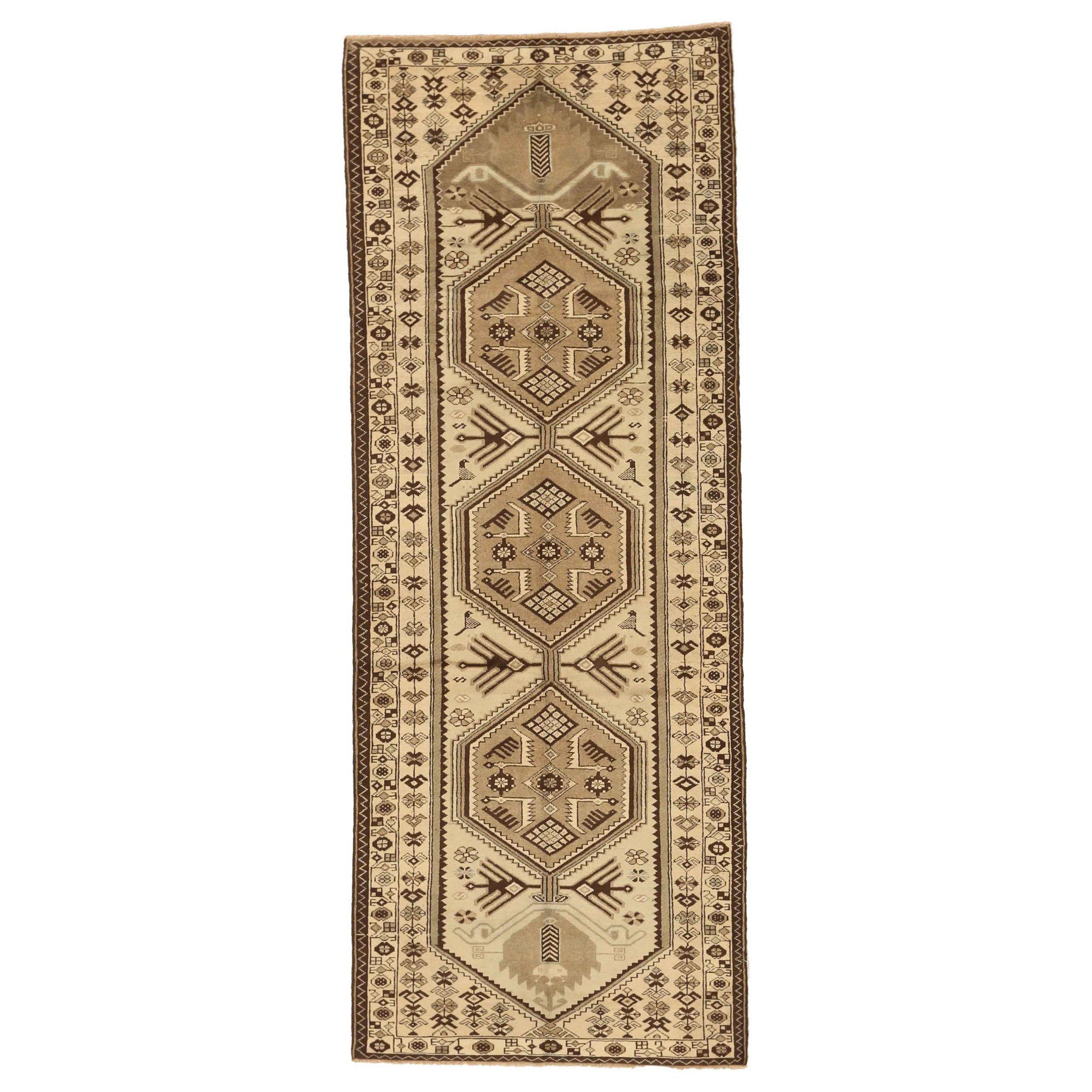 Tappeto persiano Saveh Small - Lana Marrone Avorio Taupe - 75758
