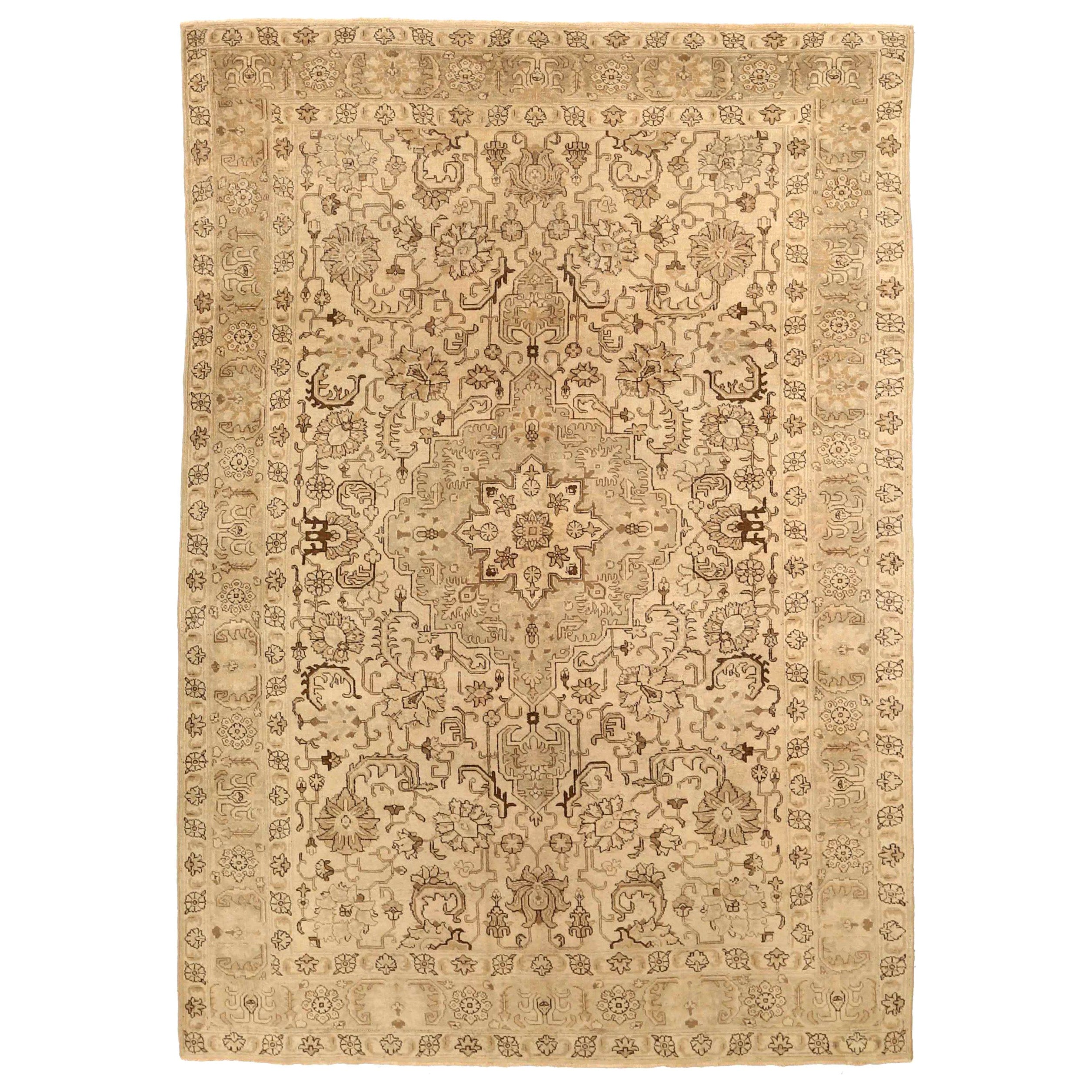 Persische Täbris Teppiche - Wolle Braun Elfenbein Taupe Design - 75890