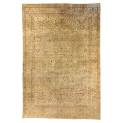 Persian Kerman Over Size Rug - Wool Green Ivory Design - 75892