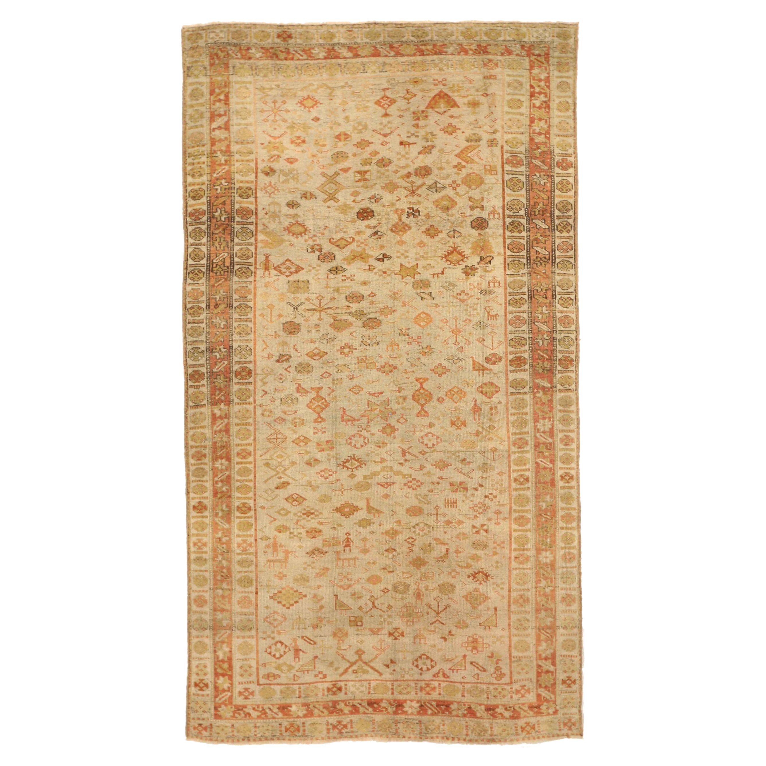 Persische Bijar-Teppiche - Wolle Grün Elfenbein Rot Design - 75896