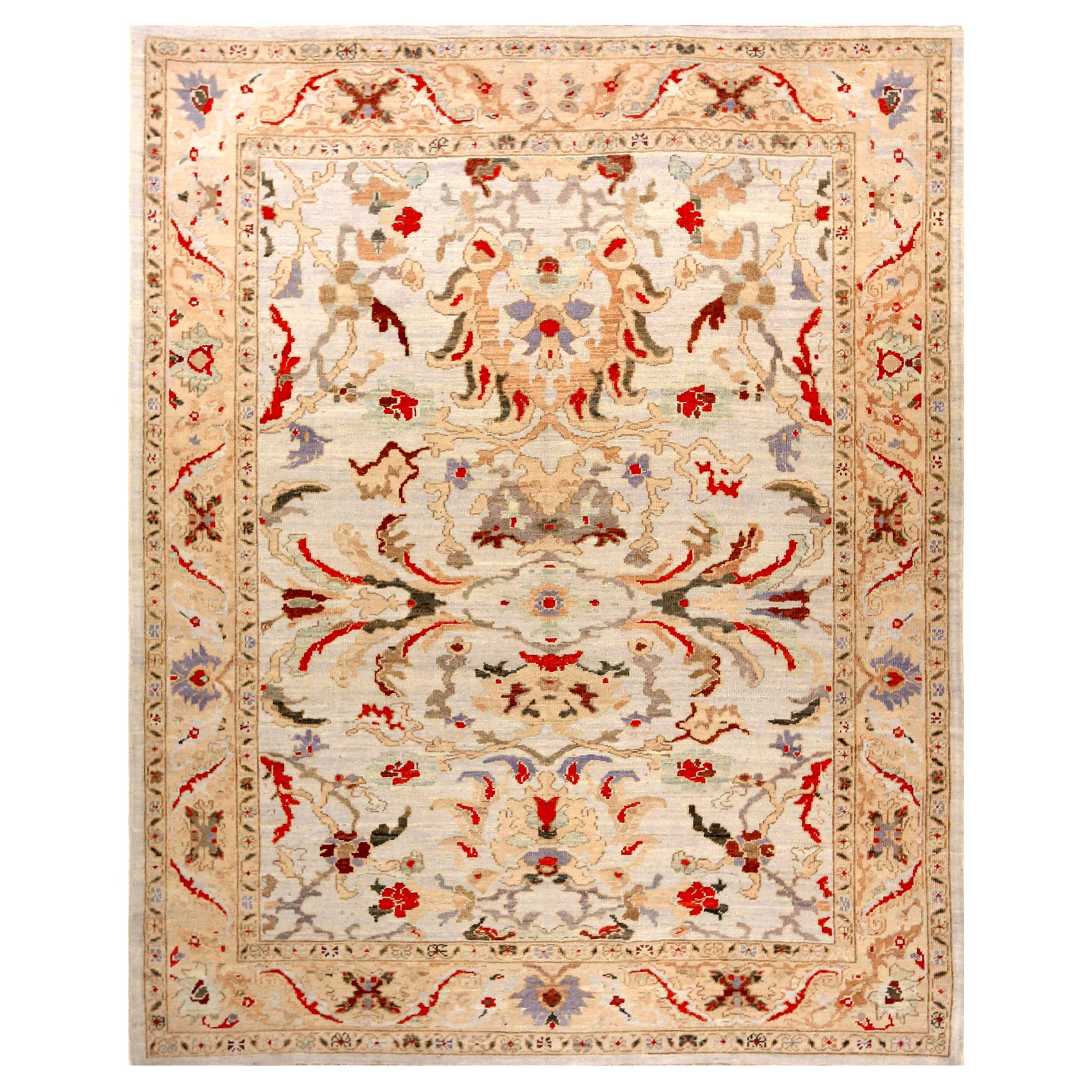 Persische Oushak-Teppiche - Wolle Elfenbeinrot Design - 88081