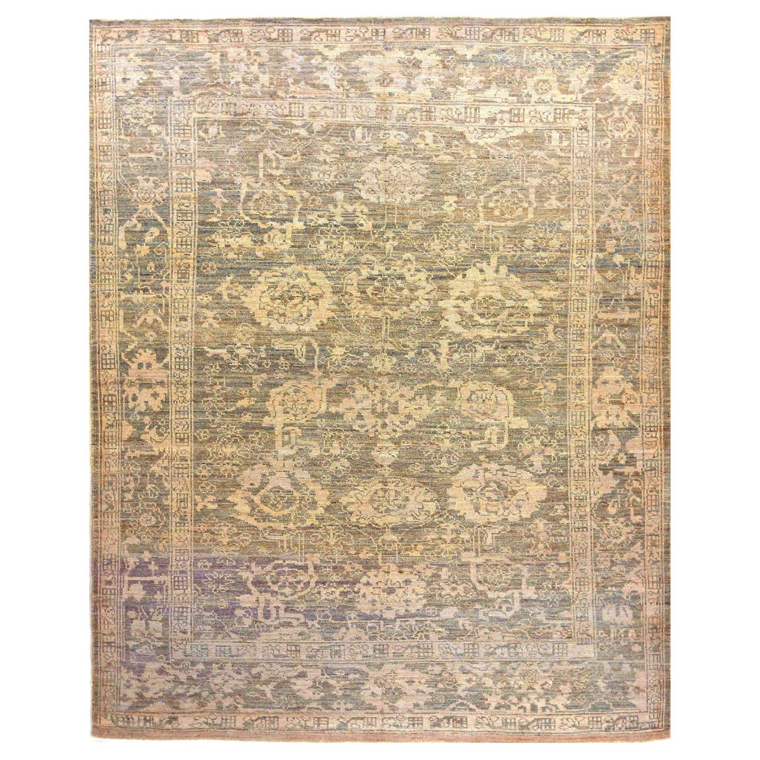 Tappeti persiani Oushak - Disegno in lana marrone avorio - 88082