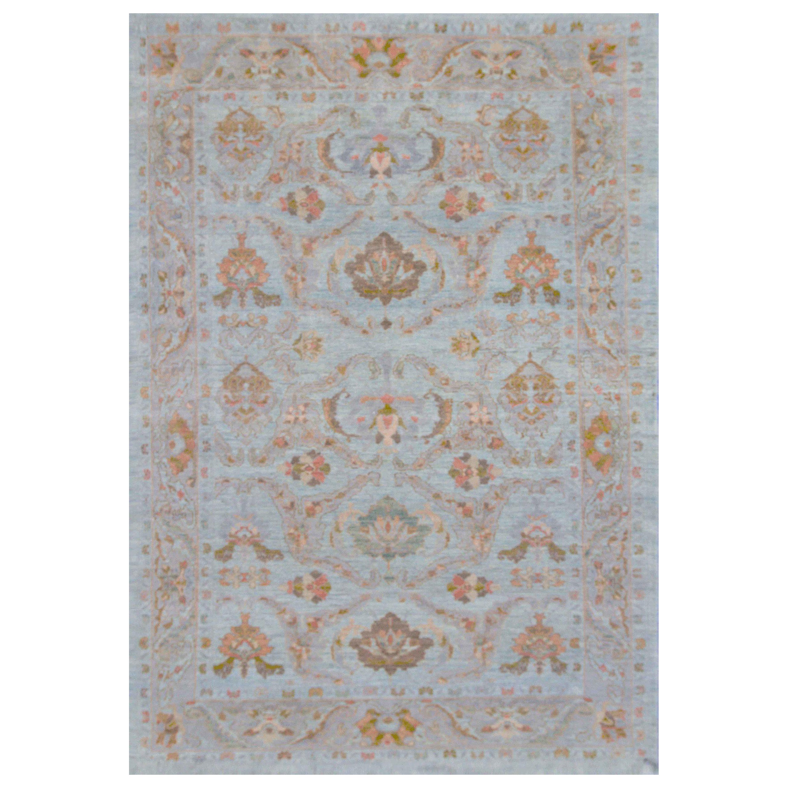 Persische Oushak Teppiche - Wolle Braun Hellblau Rosa Design - 88091