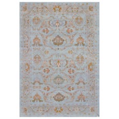 Persische Oushak Teppiche - Wolle Braun Hellblau Rosa Design - 88091