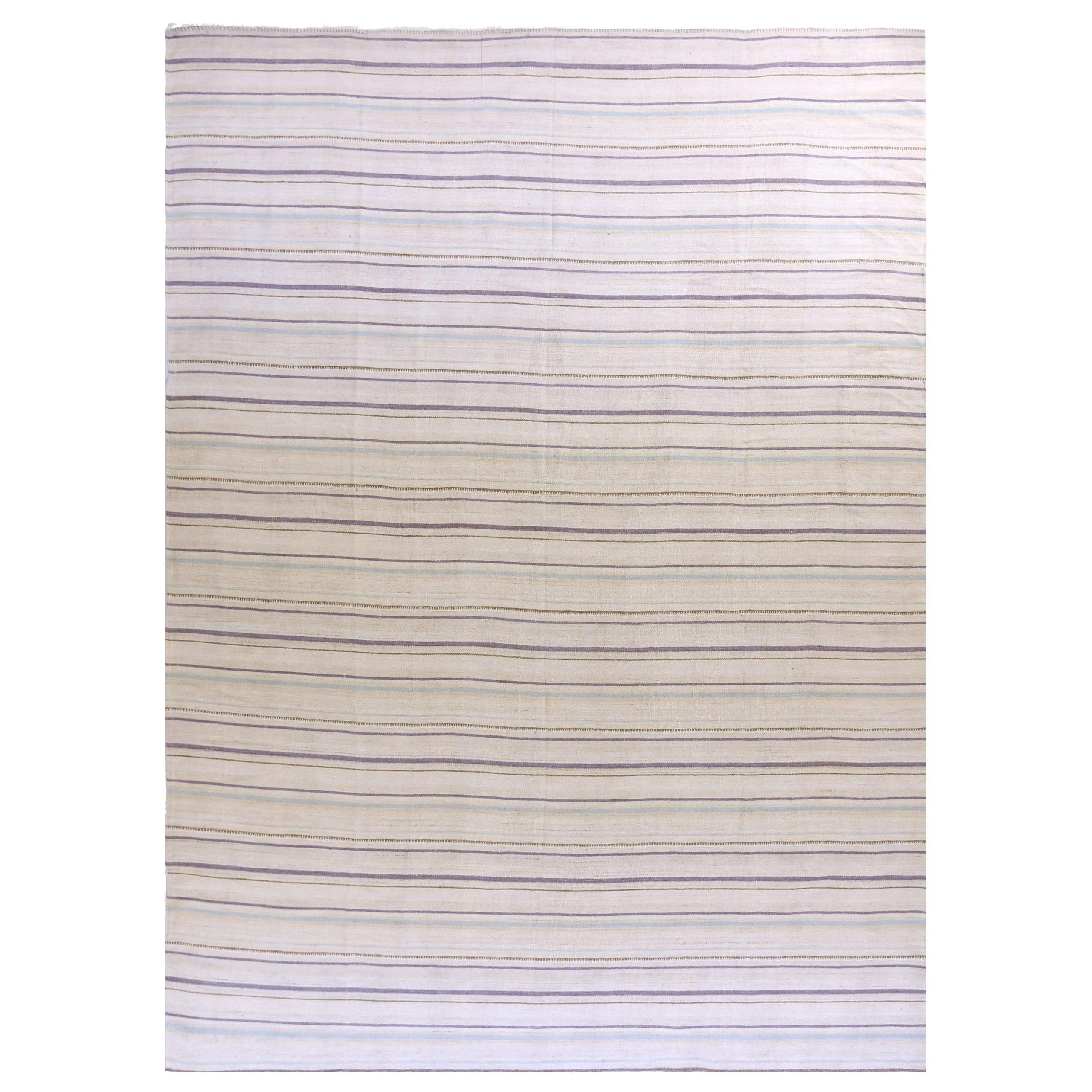 Persische Kelim-Teppiche - Wolle Blau Elfenbein Design - 88217
