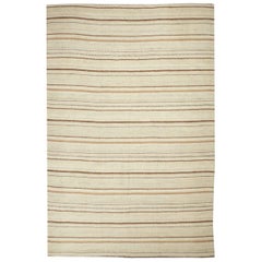 Persian Kilim Small Rug - Wool Brown Ivory Yellow Design - 88227