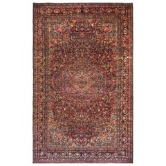 Tappeto persiano Isfahan Over Size - Disegno in lana blu avorio rosso - 88001