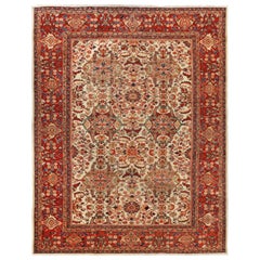 Tapis persans Sultanabad - Laine ivoire rouge motif - 88003