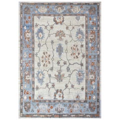 Persische Oushak-Teppiche - Wolle Blau Elfenbein Rot Design - 88181