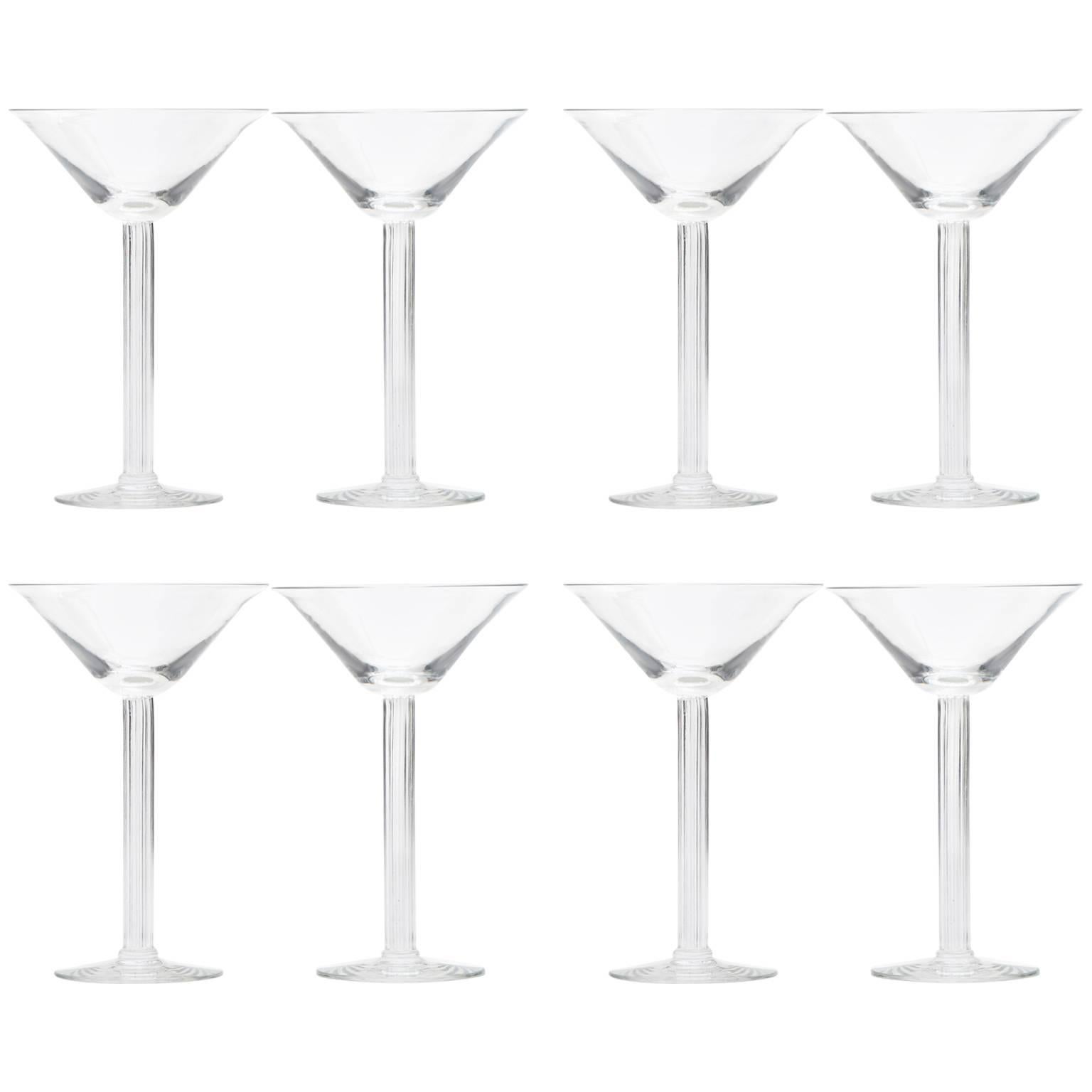 Art Deco Set of Eight Monticello Martini Glasses by Libbey