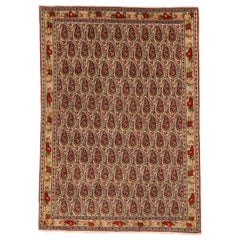 Tapis persans kurdes - motif vert laine ivoire rouge - 76029