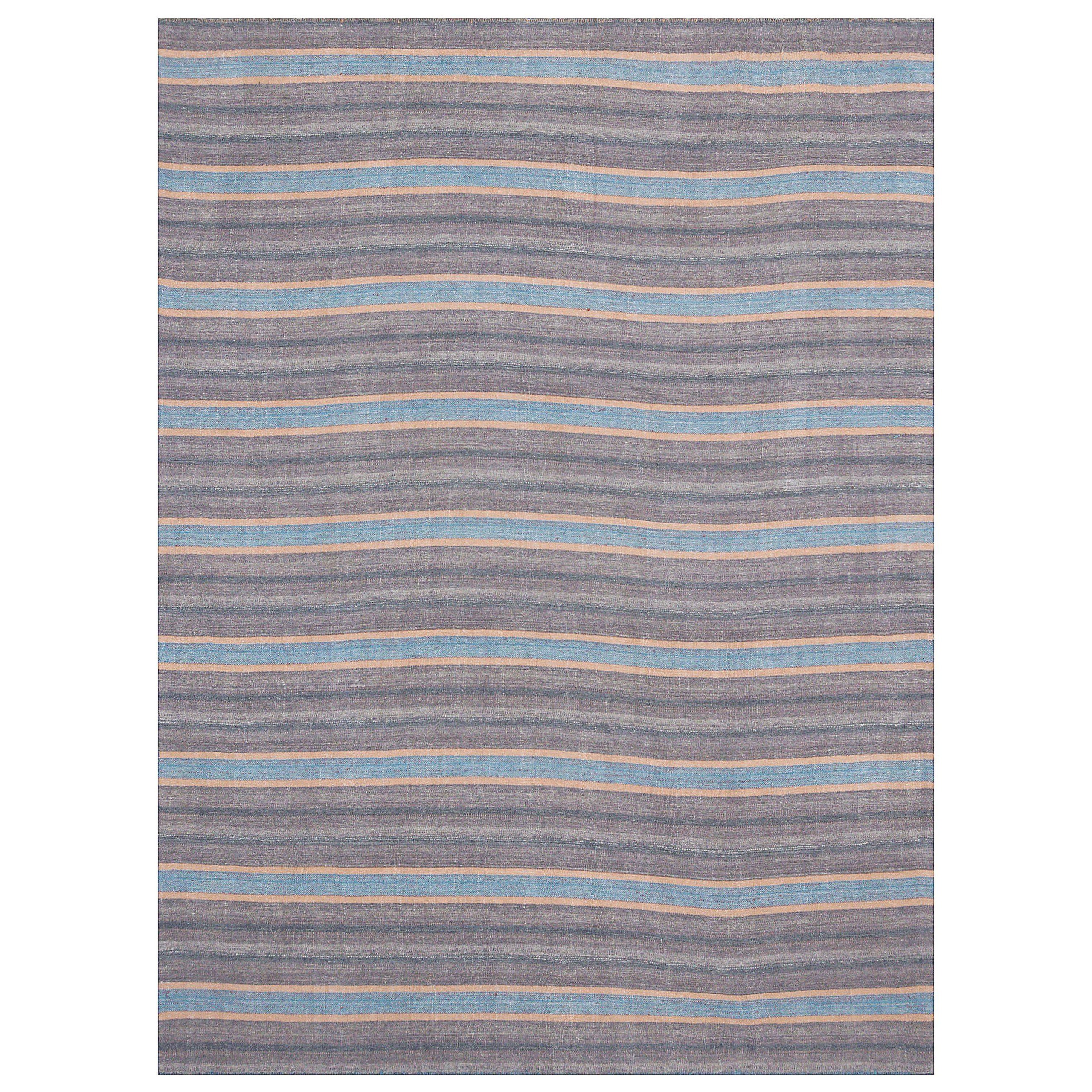 Afghanistan Kilim Area Rugs - Wolle Blau Braun Elfenbein Design - 88349