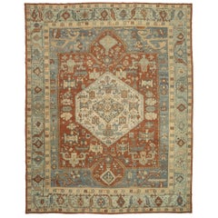 Afghanistan Oushak Over Size Teppich - Wolle Blau Elfenbein Rot Design - 88369