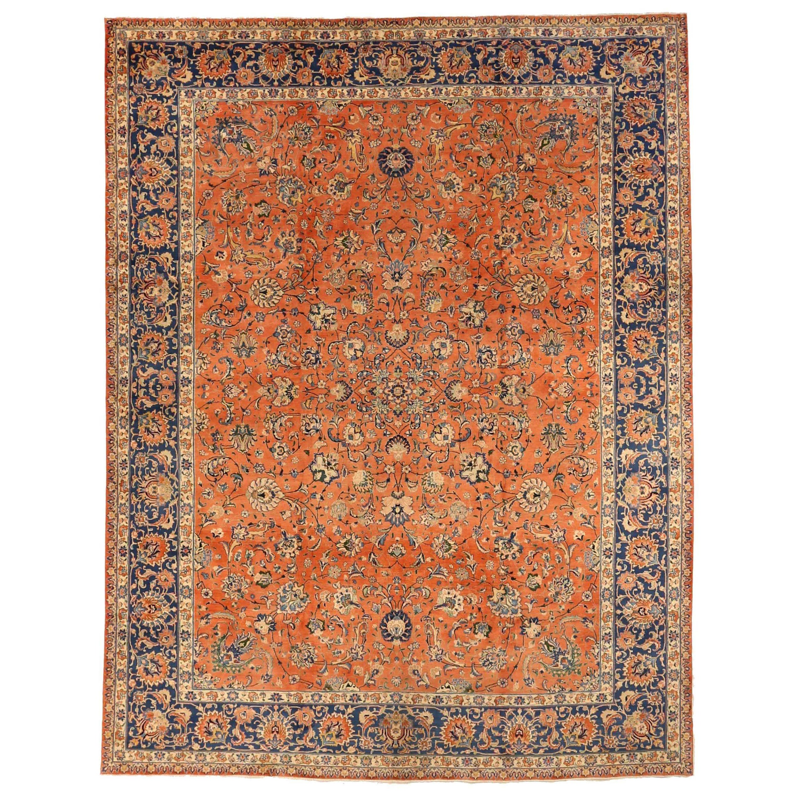 Persische Täbris-Teppiche - Wolle Elfenbein Marineblau Blau Rosa Design - 76036