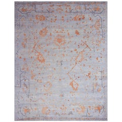 Persische Oushak-Teppiche - Wolle in Blau und Rosa mit Design - 88063