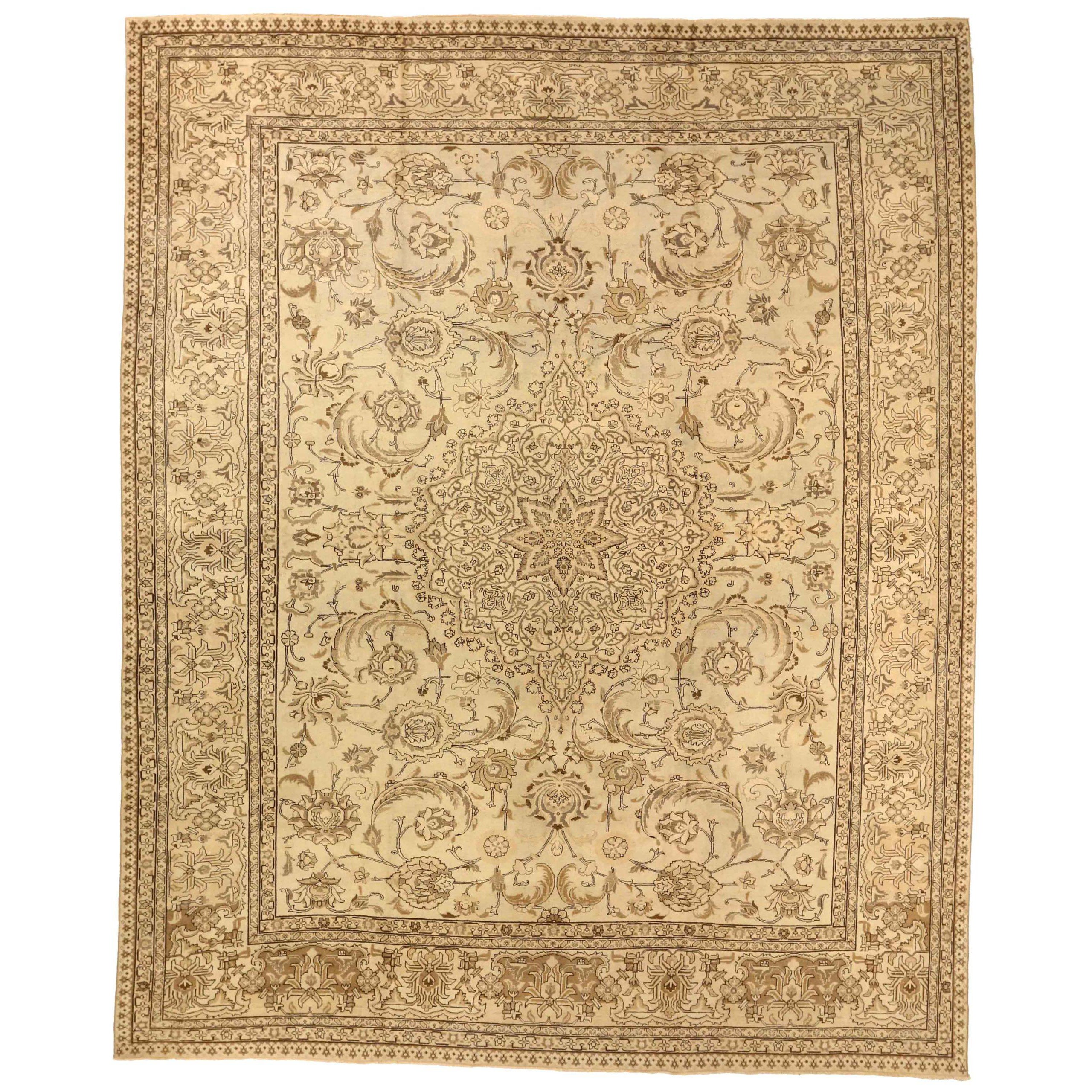 Persische Täbris Teppiche - Wolle Braun Elfenbein Design - 75875
