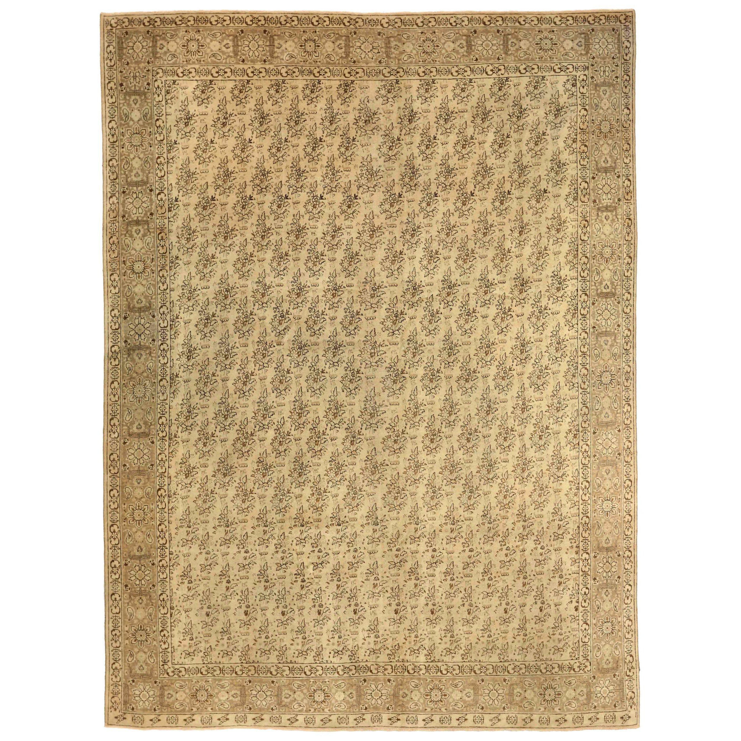 Persische Täbris Teppiche - Wolle Braun Elfenbein Design - 75877