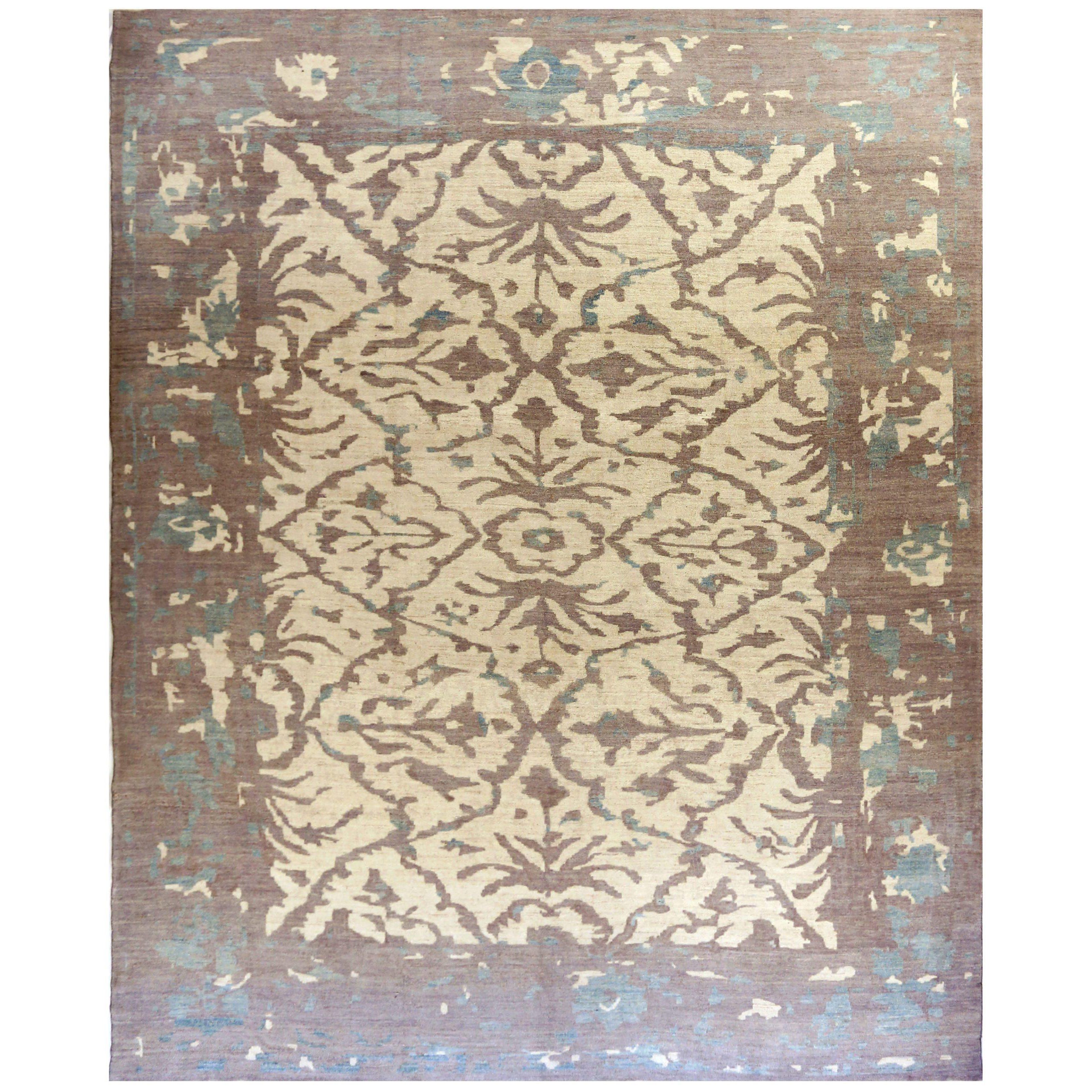 Persische Oushak Teppiche - Wolle Blau Braun Elfenbein Design - 88067