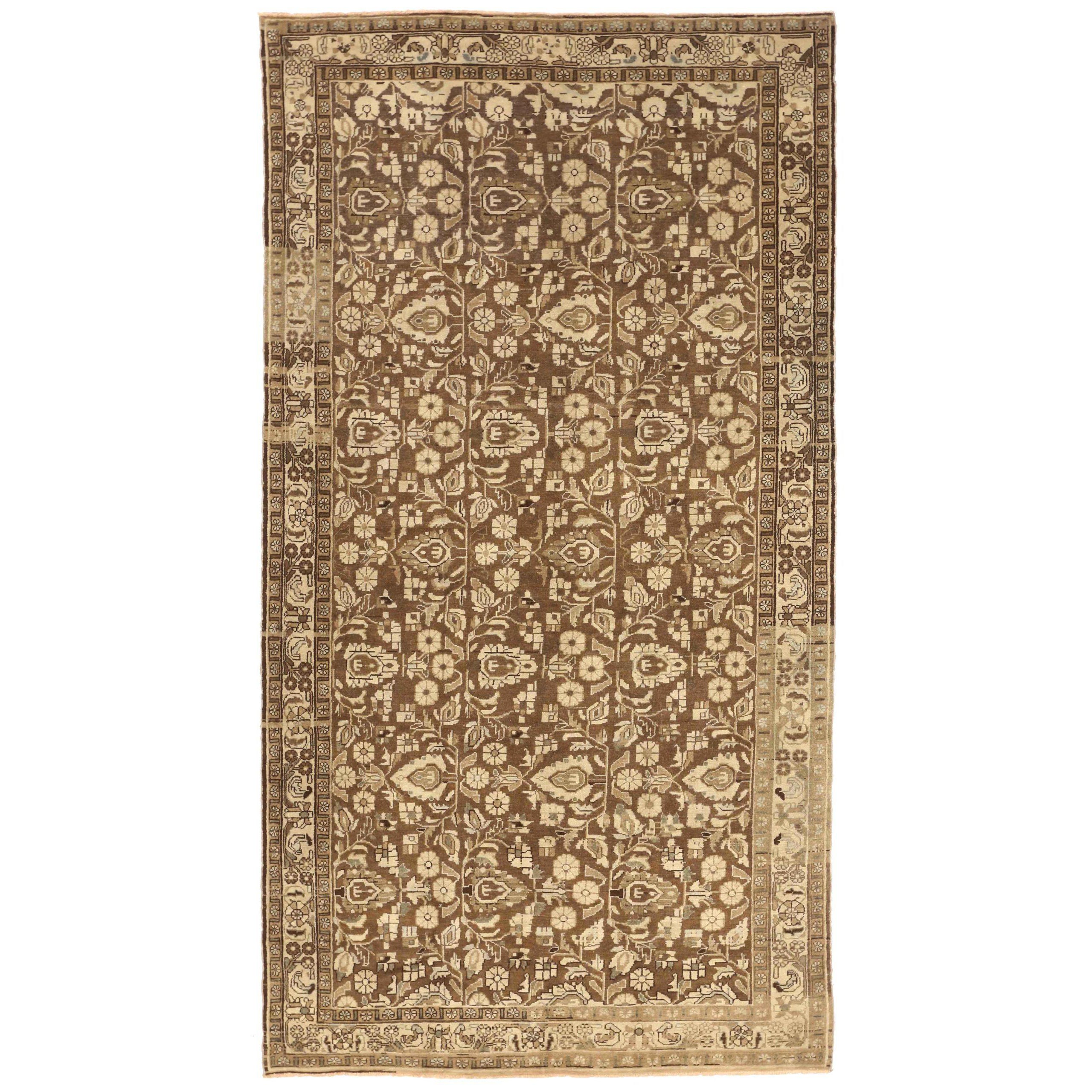 Persian Malayer Area Rugs - Wool Brown Ivory Design - 75880