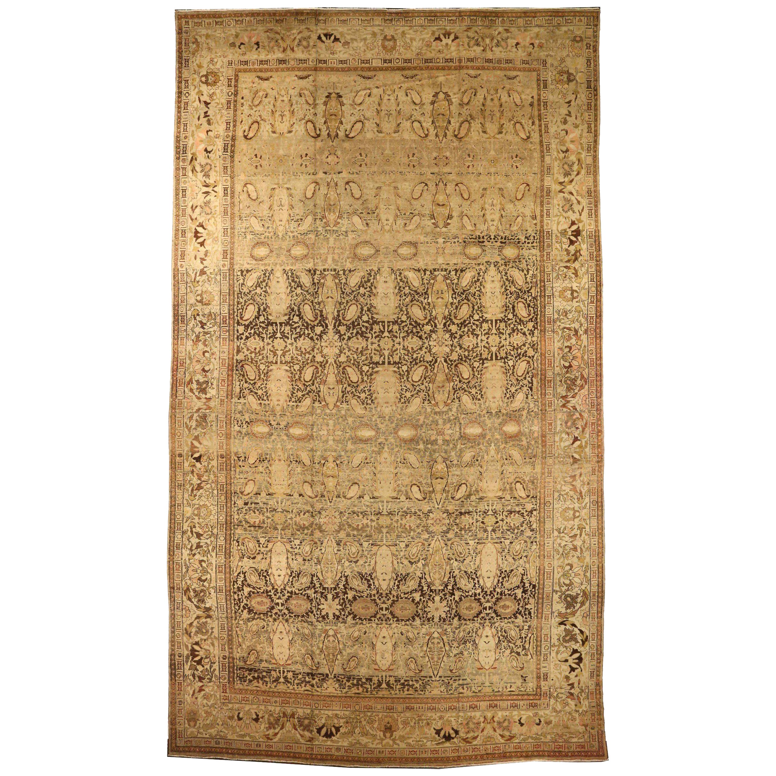 Persischer Teppich Malayer Over Size - Wolle Braun Elfenbein Design - 75901