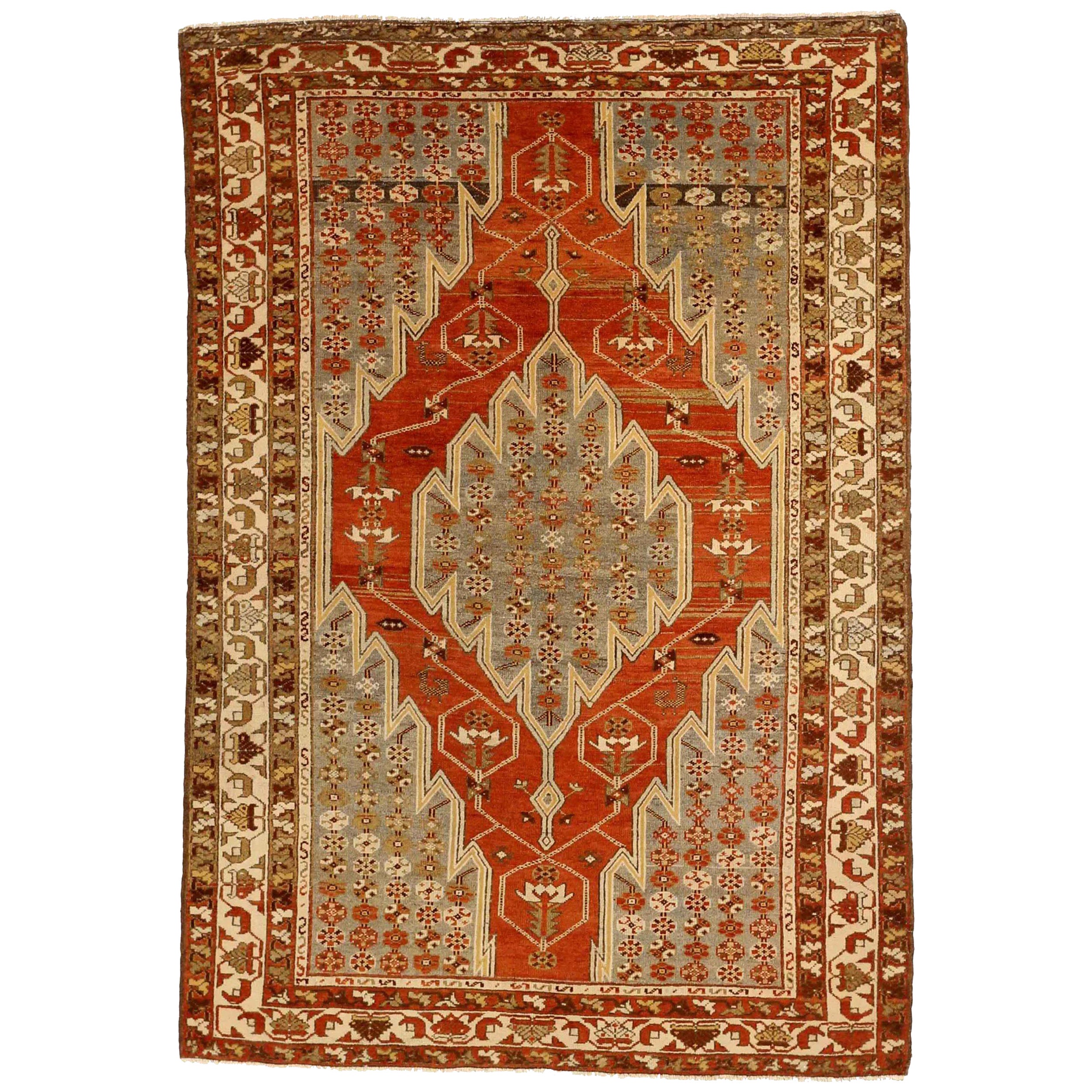 Tapis persan Malayer Small - Laine Brown Ivory Red Design - 75905