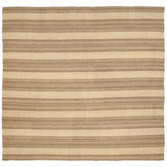 Afghanistan Kilim Square Area Rugs - Wool Brown Ivory Design - 88401