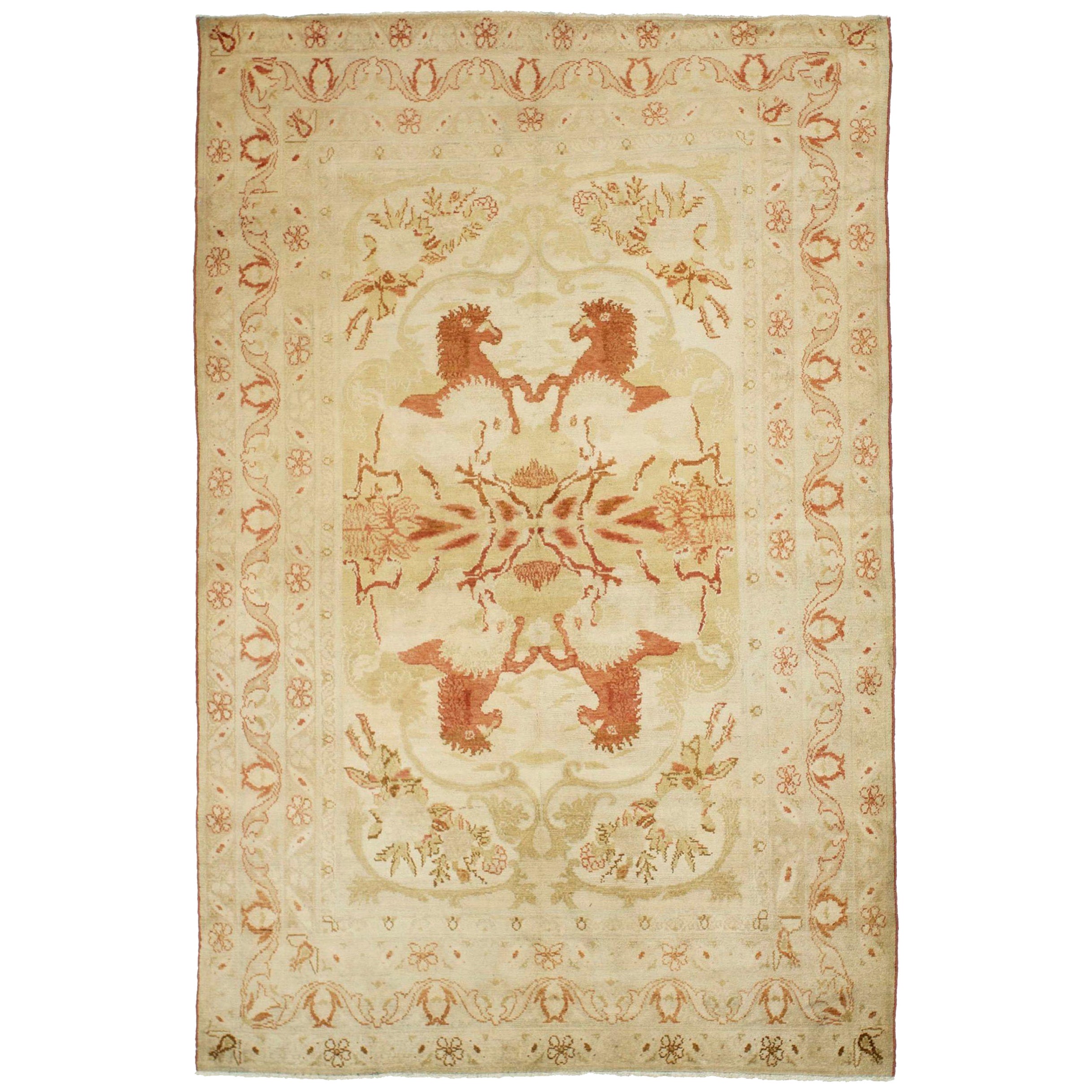 Alfombra Persa Malayer Small - Lana Verde Marfil Rojo Design - 75910