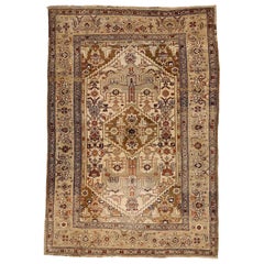 Tapis persan Bijar Small - Laine Brown Ivory Red Design - 75915