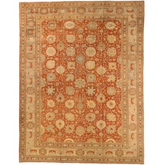Tapis persans Tabriz - Laine ivoire rouge motif - 76008