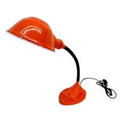 Orange Mid-Century Modern Metal Task Gooseneck Desk Lamp