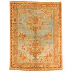 Petit tapis persan Sirjan - Design en laine bleu orange rouge - 75966