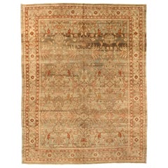 Tapis de sol Persan Malayer - Laine Brown Ivory Red Design - 75967