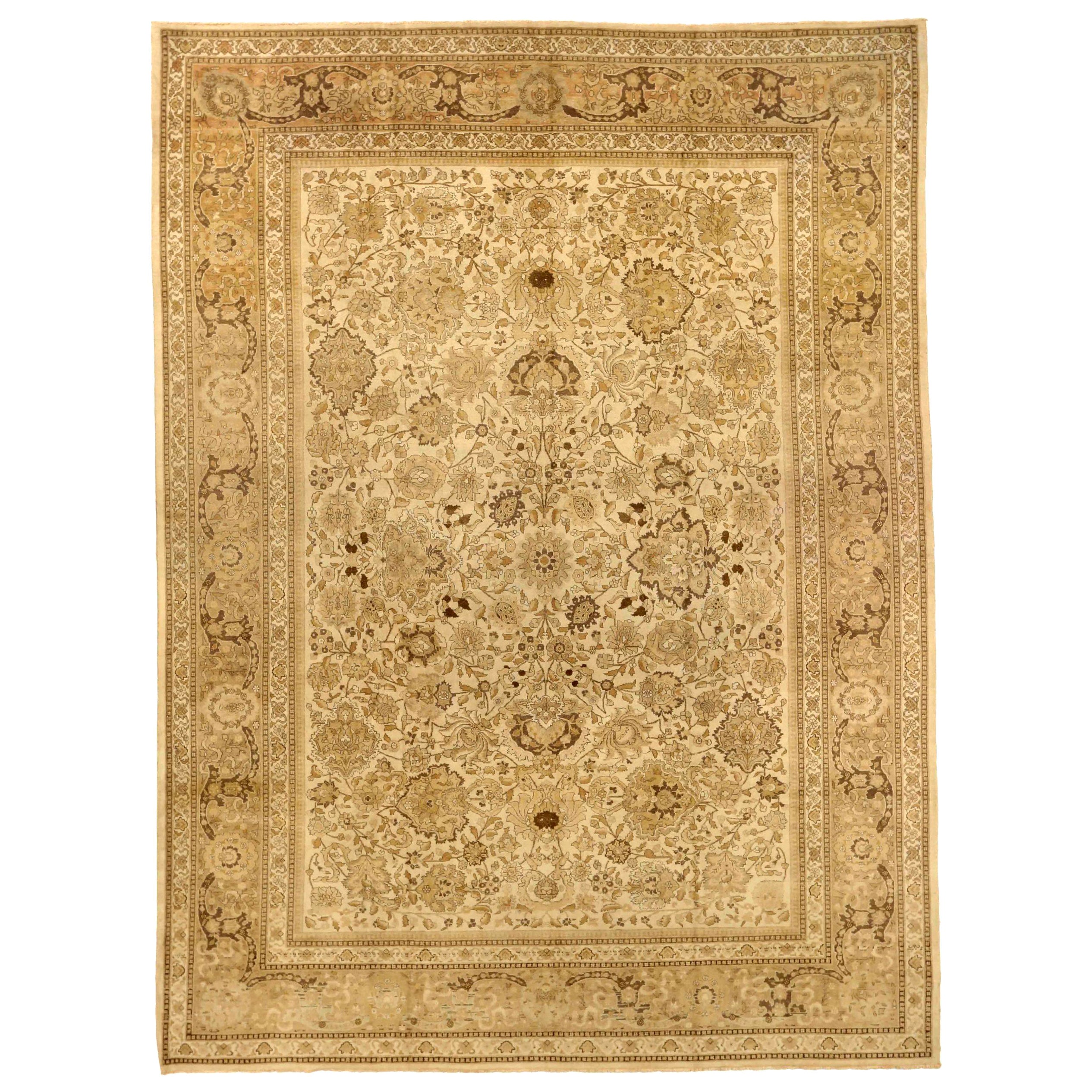 Tapis Persan Tabriz - Laine Brown Ivory Yellow Design - 76016