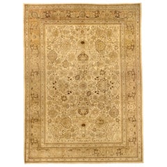 Persian Tabriz Area Rugs - Wool Brown Ivory Yellow Design - 76016