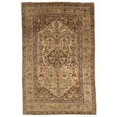 Persischer Bijar Small Teppich - Wolle Braun Elfenbein Rot Taupe Design - 75917