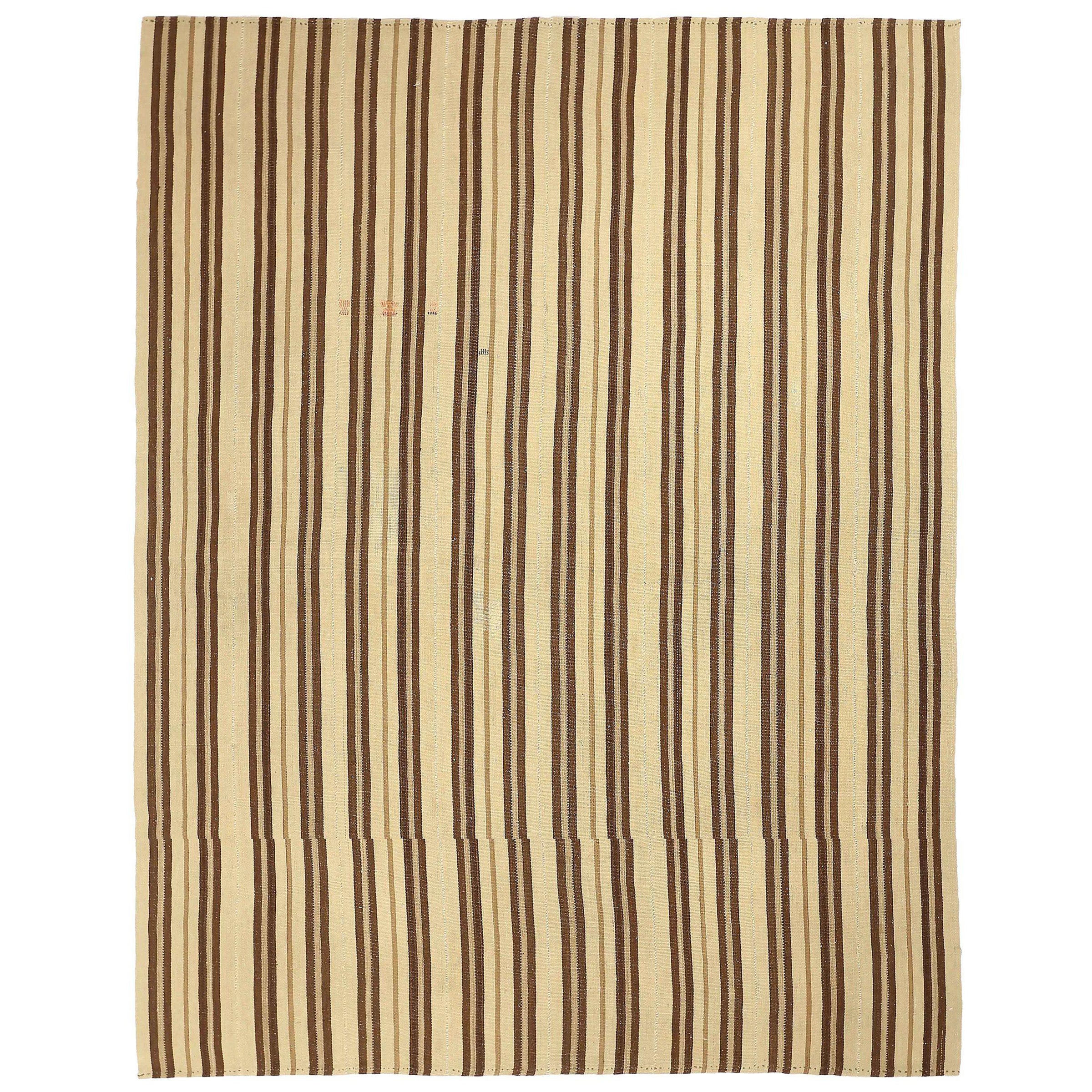 Persischer Kilim Small Teppich - Wolle Braun Elfenbein Design - 88416