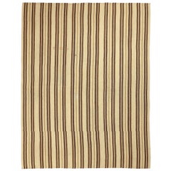 Persian Kilim Small Rug - Wool Brown Ivory Design - 88416