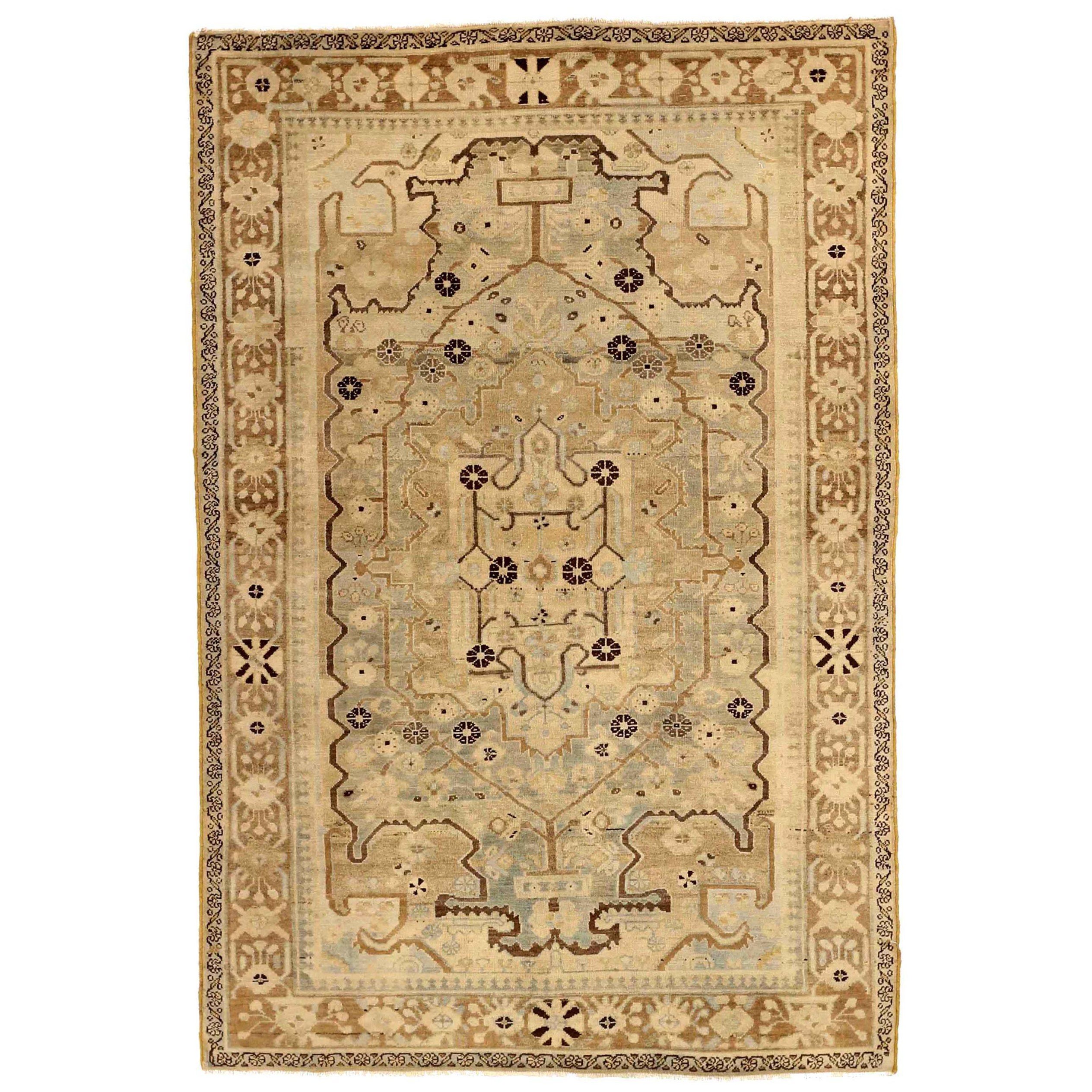 Persian Malayer Small Rug - Wool Blue Brown Ivory Design - 75924