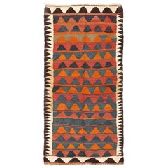 Tappeto persiano Kilim Small - Lana Blu Avorio Arancione - 88417