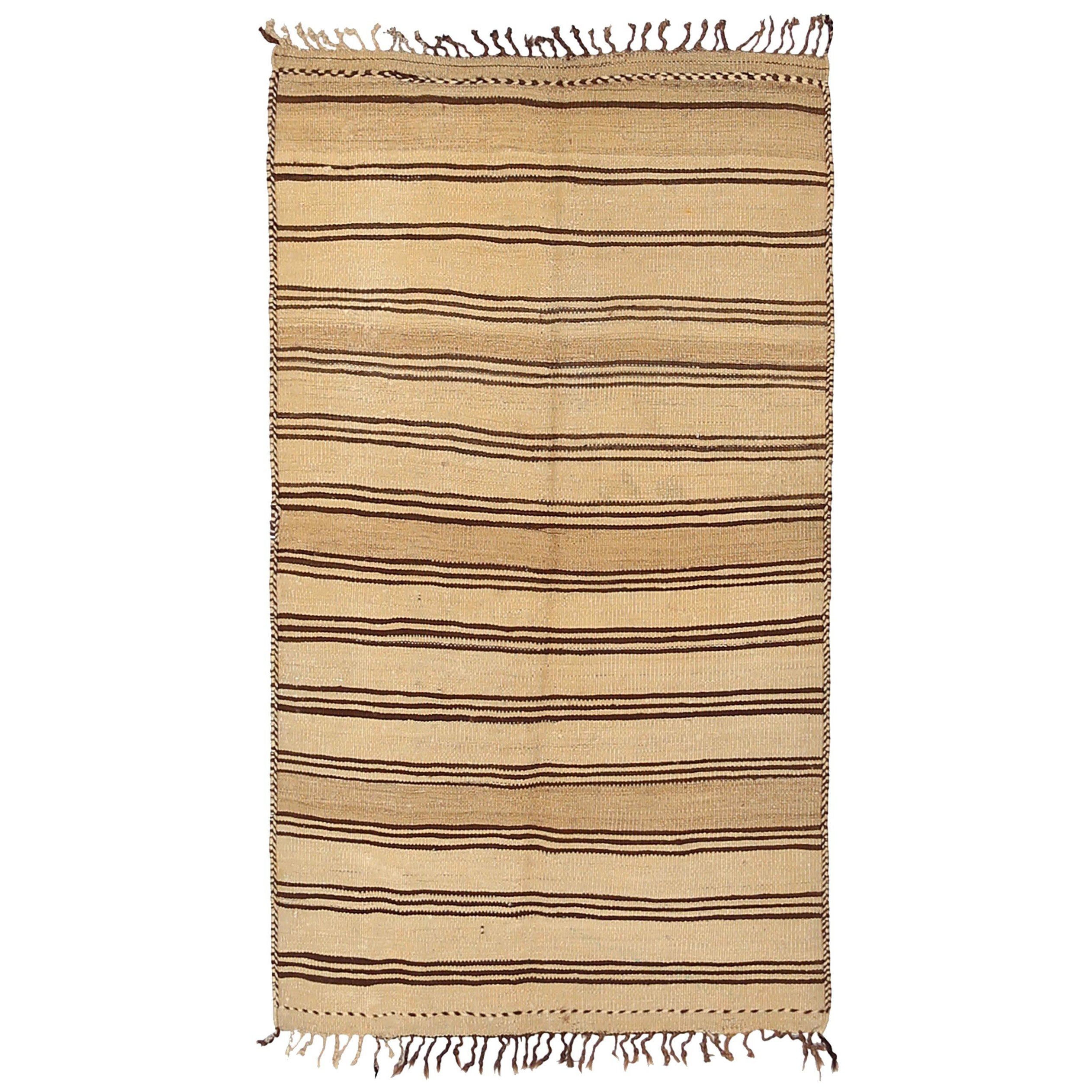 Persischer Kilim Small Teppich - Wolle Braun Elfenbein Design - 88418